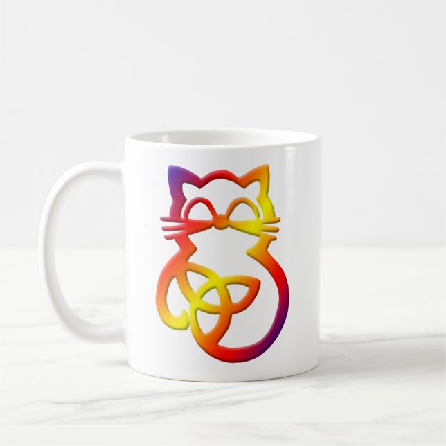 Caneca De Café Rainbow Trinity Knot Celtic Cat Mug (Esquerda)