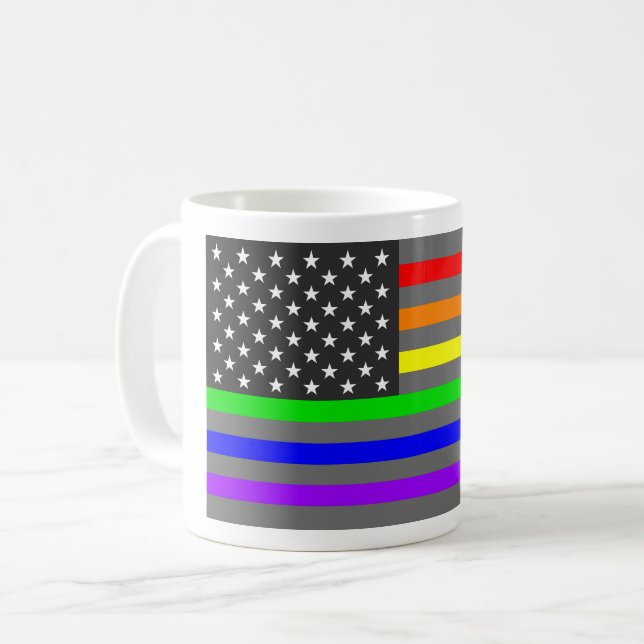Caneca De Café Rainbow US flag (Frente Esquerda)