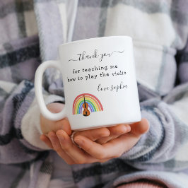 Caneca De Café Rainbow Violin Music Teacher - Presente de Aprecia