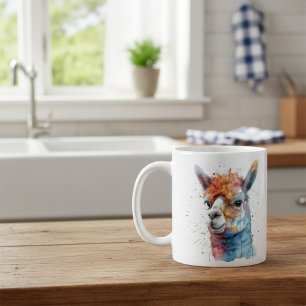 Caneca De Café Rainbow Watercolor Llama