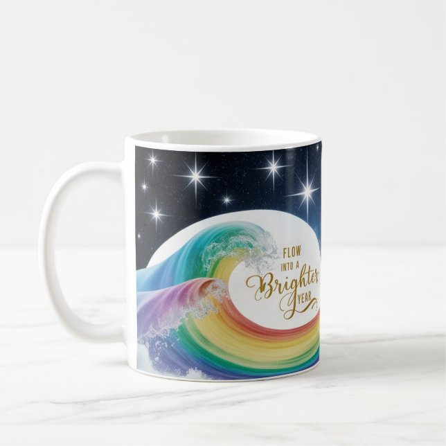 Caneca De Café Rainbow Wave Brighter Year Inspirational Classic  (Esquerda)