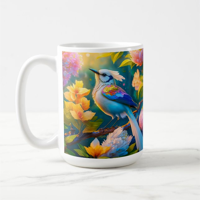 Caneca De Café Rainbow Winged Jay Fantasy Bird (Esquerda)