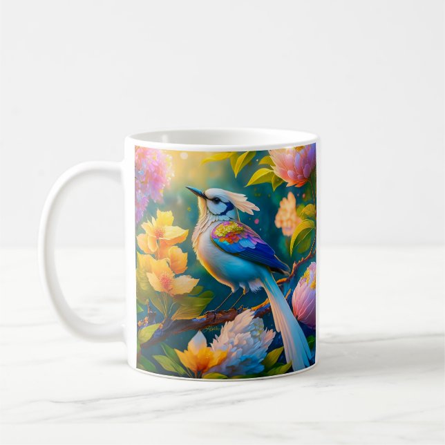 Caneca De Café Rainbow Winged Jay Fantasy Bird (Esquerda)