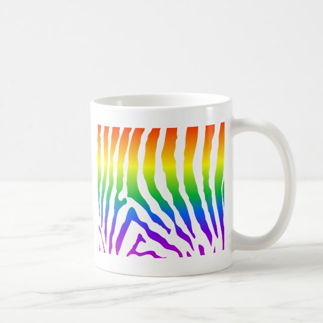 Caneca De Café Rainbow Zebra Pattern (Direita)