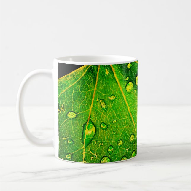 Caneca De Café Raindrops on a Leaf (Esquerda)