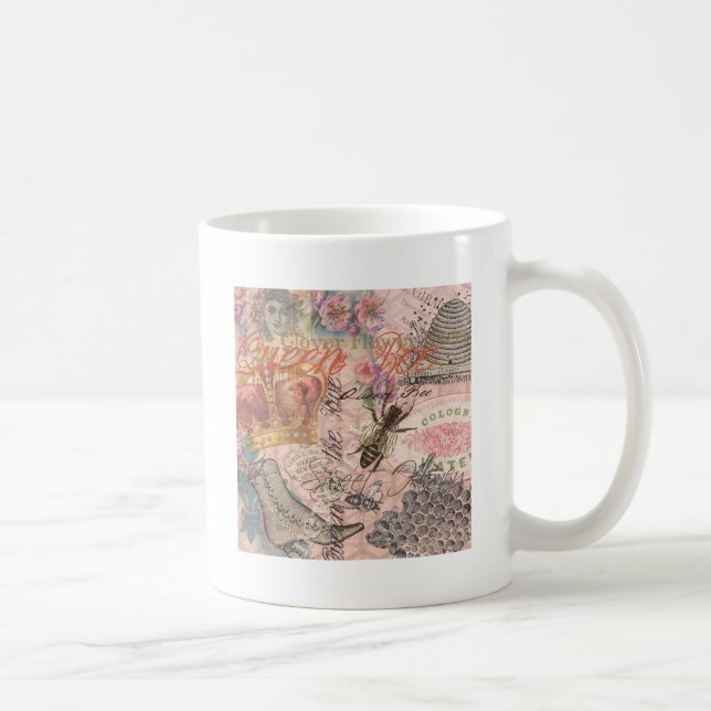 Caneca De Café Rainha Abelha Vintage Colagem Bonita (Direita)