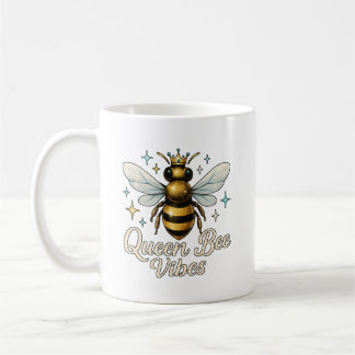 Caneca De Café Rainha Bee Vibes Dourada Coroa