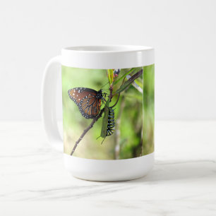 Caneca De Café Rainha Borboleta e Monarca Caterpillar Mug