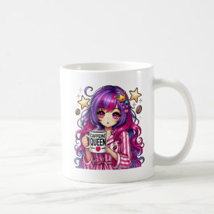 Caneca De Café Rainha Cafeína - Garota Sassy Anime de Pijama