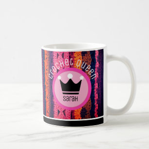 Caneca De Café Rainha Crochet! presente divertido para amantes de