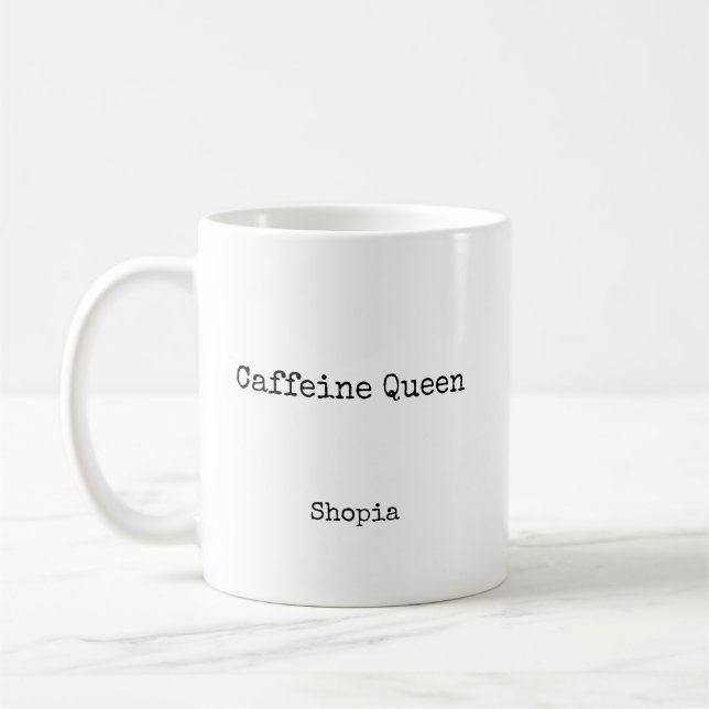 Caneca De Café Rainha da Cafeína Personalizada (Esquerda)