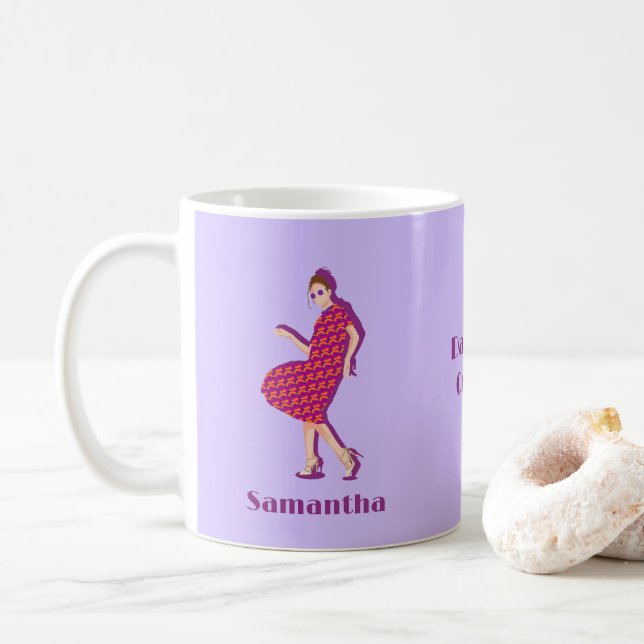Caneca De Café Rainha Dançarina Roxo Nome Personalizado Café Mug (Com Donut)