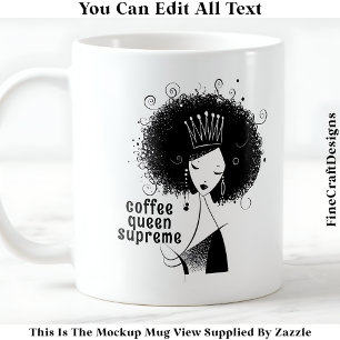 Caneca De Café Rainha de Café Personalizada com Cota Afro 040 Nov