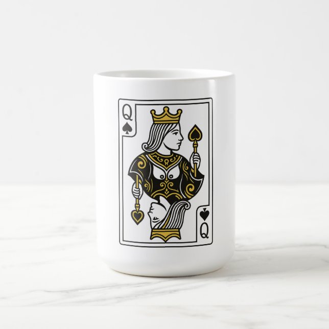 Caneca De Café Rainha de Espadas — Preta e Dourada (Centro)