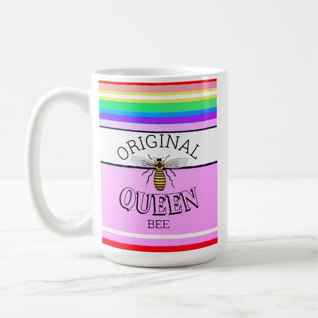 Caneca De Café Rainha de Riscas de Abelhas Original (Esquerda)