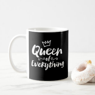 Caneca De Café RAINHA de tudo - rotulação branca da escova