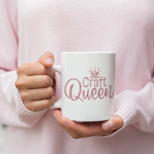 Caneca De Café Rainha do Artesanato Rosa (Pink Glitter Craft Queen Coffee Mug)