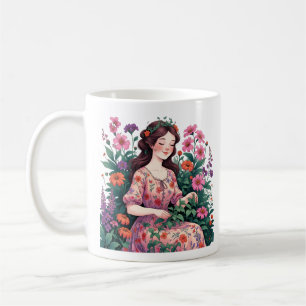 Caneca De Café Rainha do Jardim   Estética de Jardineira Floral