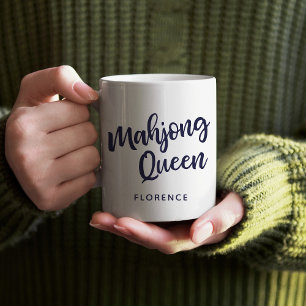 Caneca De Café Rainha do Mahjong Nome Personalizado Humor Diverti