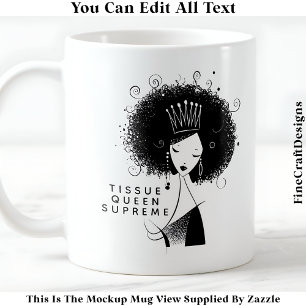 Caneca De Café Rainha do Papel Tissue Afro Citação 038 Artesanato