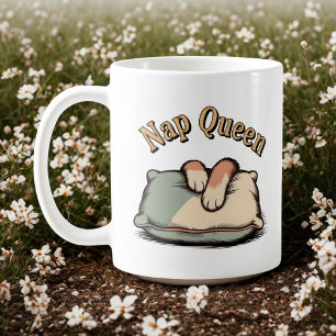Caneca De Café Rainha do Sono Humor de Mãe de Pet Aconchegante