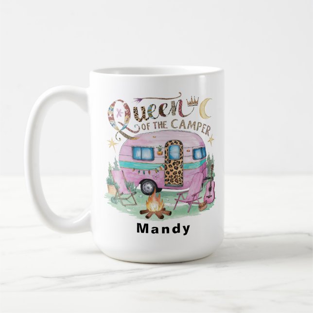 Caneca De Café "Rainha do Trailer" Personalizado Glamping (Esquerda)
