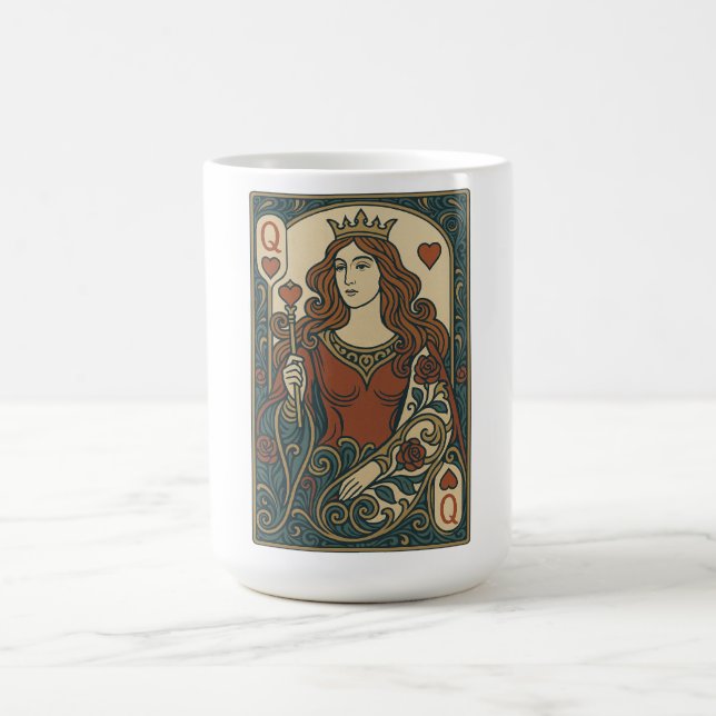 Caneca De Café Rainha dos Corações — Retrato de Arte Nouveau Rose (Centro)