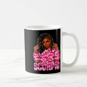 Caneca De Café Rainha Escorpião Minimalista com Tranças Mulher Pr