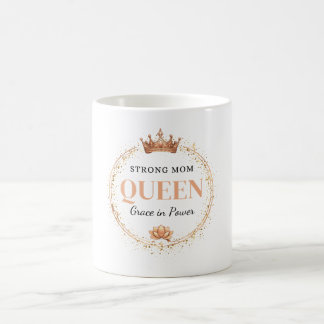 Caneca De Café Rainha Mãe Forte Coroa Dourada Desenho Floral