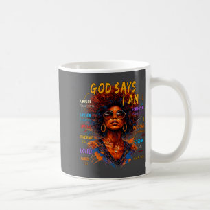 Caneca De Café Rainha Menina Negra Feminina Deus Diz Que Eu Sou H