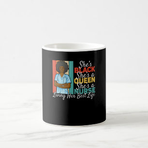 Caneca De Café Rainha Negra Enfermeira Vivendo Seu Melhor Vida Hi