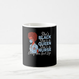 Caneca De Café Rainha Negra Enfermeira Vivendo Seu Melhor Vida Hi