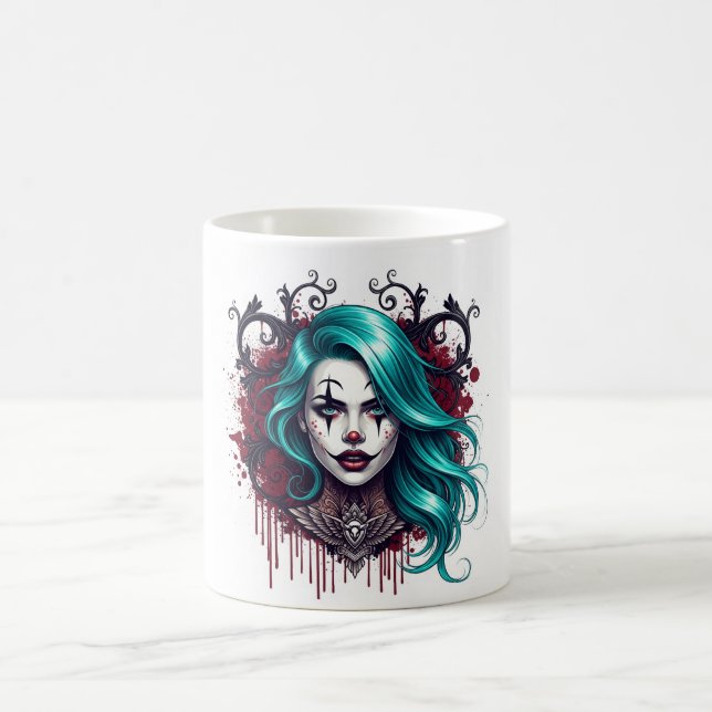 Caneca De Café Rainha Palhaço de Cabelo Ciano - Design Chic Assus (Centro)