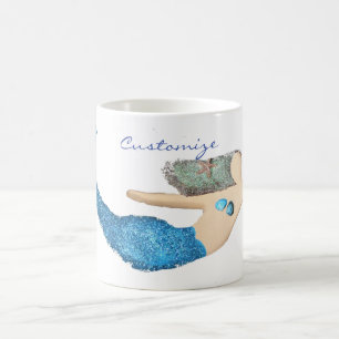 Caneca De Café Raio Azul Sereia Nadando Trovão_Cove