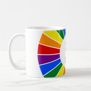 Caneca De Café RAIOS DO BOTÃO DA BANDEIRA DO ARCO-ÍRIS + seu