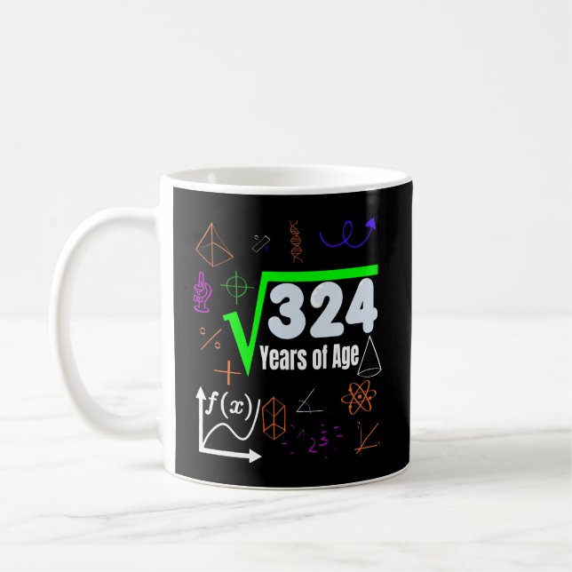 Caneca De Café Raiz Quadrada 324 Ciência Da Matemática 18º Aniver (Esquerda)