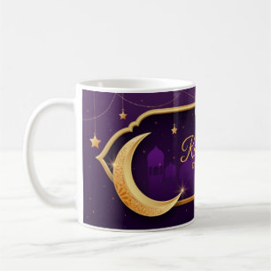 Caneca De Café Ramadan Kareem Purple Crescent Stars Mesquita