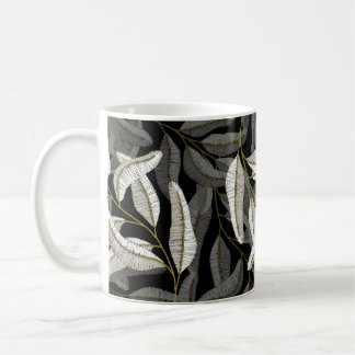 Caneca De Café Ramais bordados: impressão preto-branco.