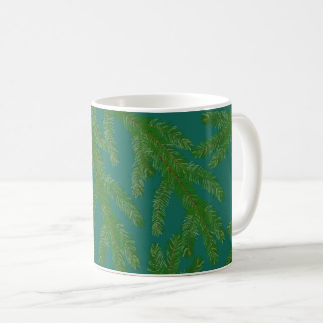 Caneca De Café Ramais de Árvore Festiva Verde (Frente Esquerda)