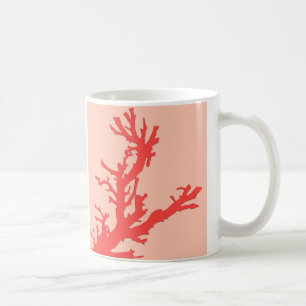Caneca De Café Ramal de coral - tons de laranja coral