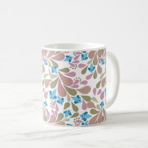 Caneca De Café Ramalhetes coloridos de flores retrô sobre branco 