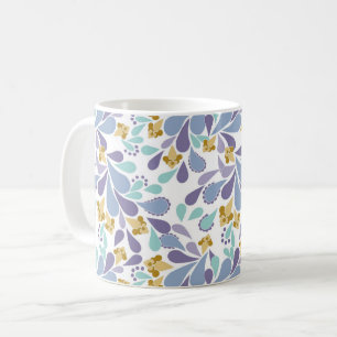 Caneca De Café Ramalhetes coloridos de flores retrô sobre branco 
