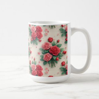 Caneca De Café Ramalhetes de Rosas Rosa e Vermelho Elegantes