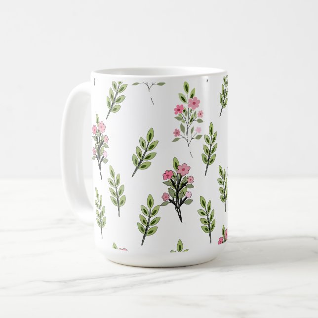 Caneca De Café Ramalhetes Rosa (Frente Esquerda)