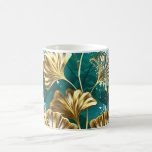 Caneca De Café Ramificação com Ouro deixa Ginko Biloba