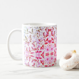 Caneca De Café Ramificação Floral Dourada Bloqueante Em Fundo Bra