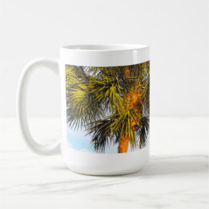 Caneca De Café Ramificações da Árvore Palm, Sol à Tarde