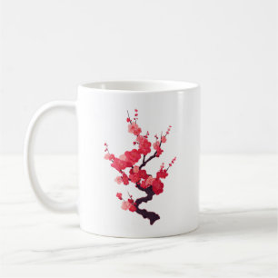 Caneca De Café Ramo de Árvore de Cerejeira Japonesa Rosa Delicado