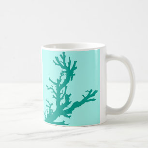 Caneca De Café Ramo de coral - turquesa e aqua