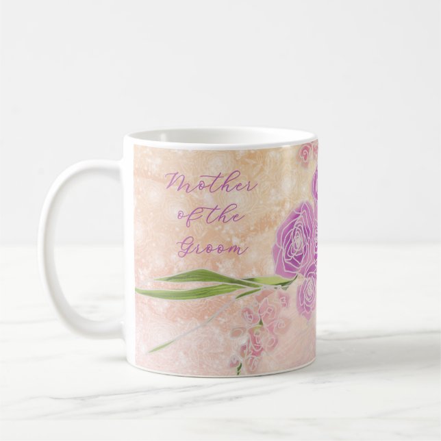 Caneca De Café Ramo de la Mãe do Noivo Sunset Rose (Esquerda)